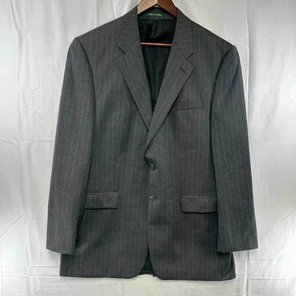 Lauren Ralph‎ Lauren Blazer Mens 42L Grey Pinstripe 100% Wool 2-Button Jacket